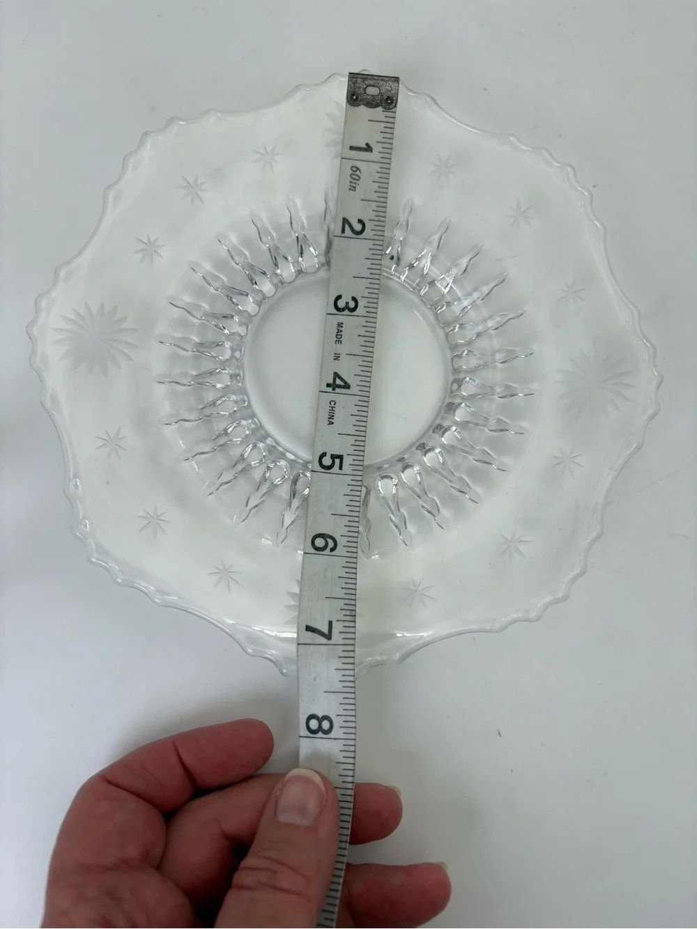 Vintage Scalloped Serving Bowl and Plate with MCM Starburst Pattern